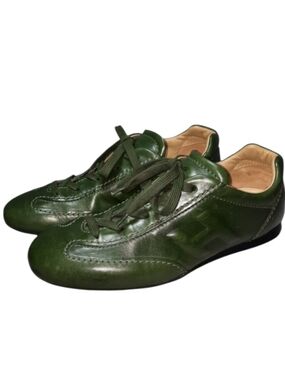 Hogan Olympia Rare Olive Green Italian  Leather Trainer Sneaker SZ EU 36